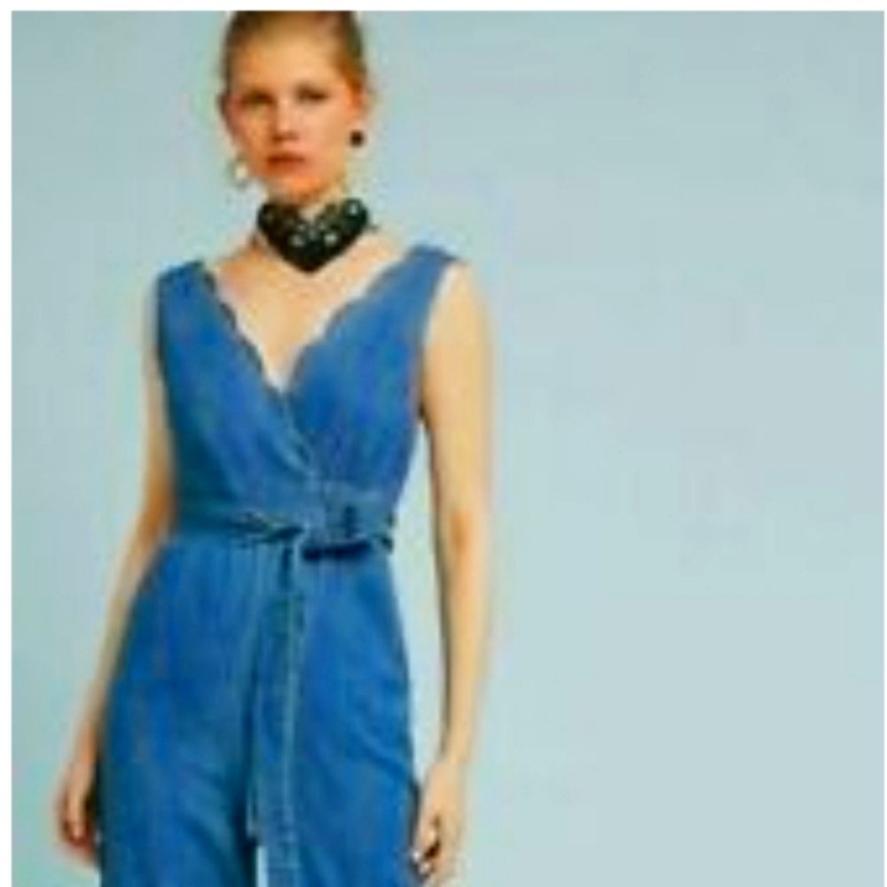 Anthropologie Pilcro Letterpress Denim Scalloped